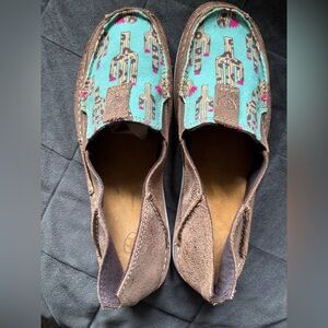 Ariat Women’s Cruiser Bronze Leather Slip On Turquoise Cactus Print US Size 8.5